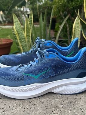 Hoka Lightweight Running Sneakers in Navy, Blue & Green Accent